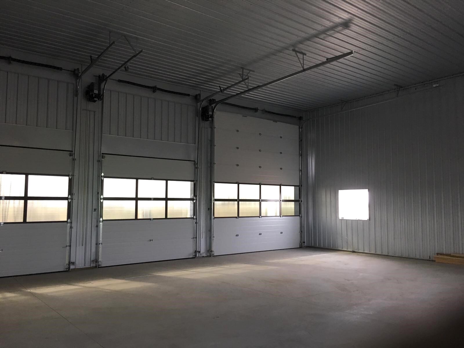 Interior of a 3 bay barndominium shop, finished with heat and insulation
