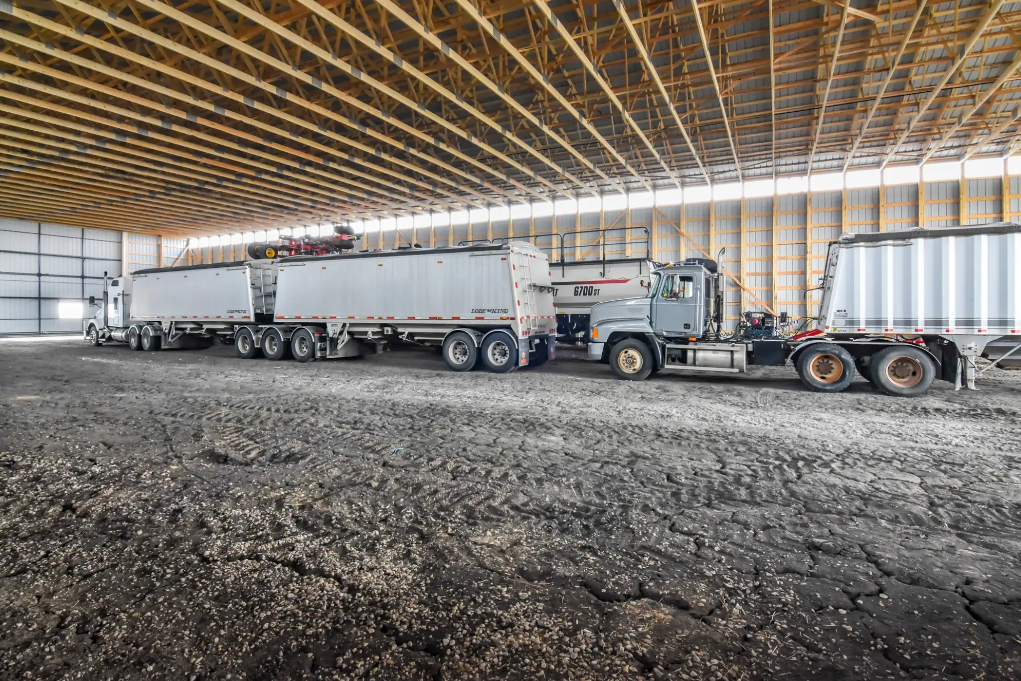 The post in this pole building are spaced closer together to create reliable, strong cold storage for farm equipment.