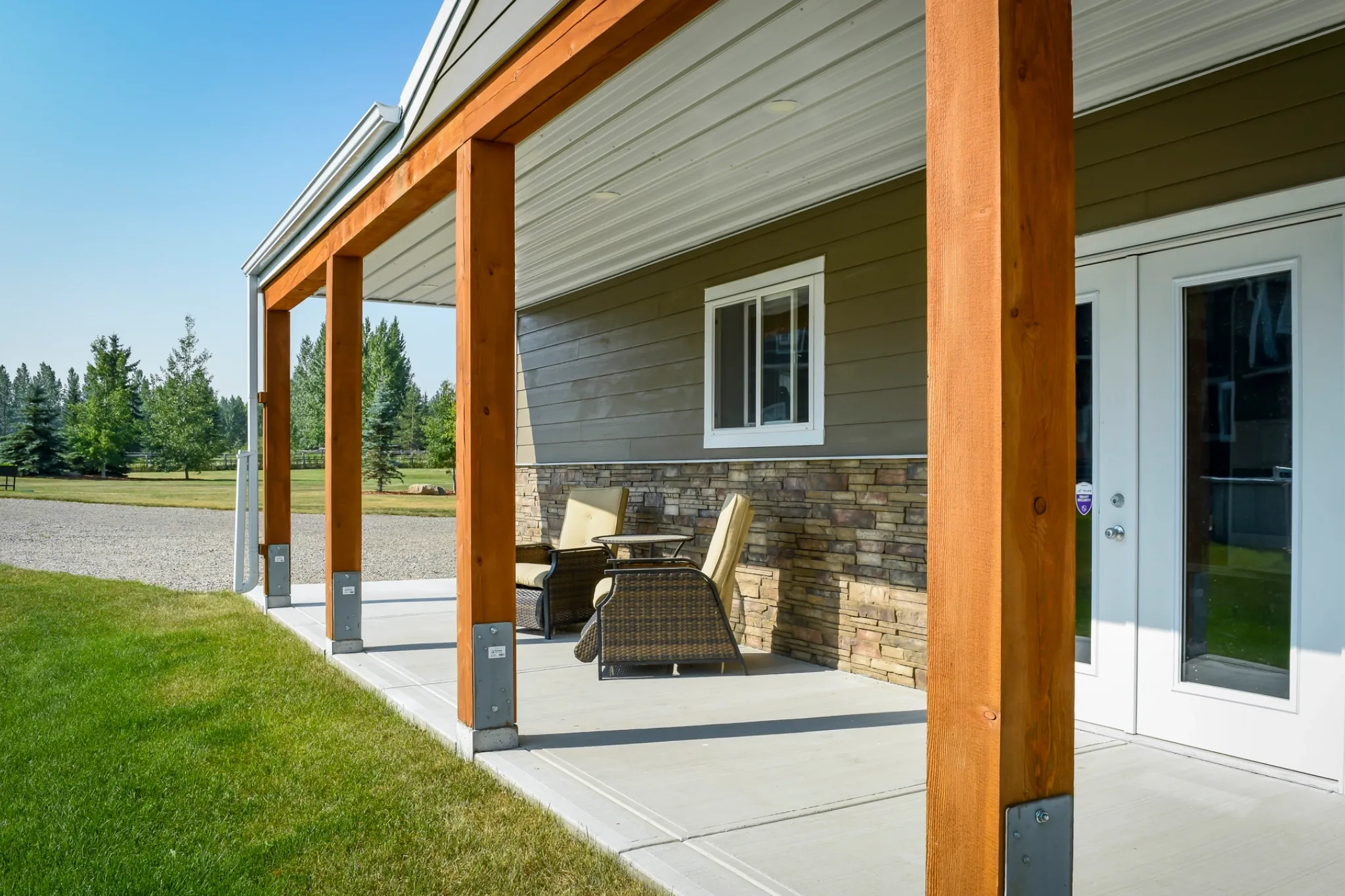 A close up of a post frame garage reveals details construction, masterful craftsmanship, and creative design.