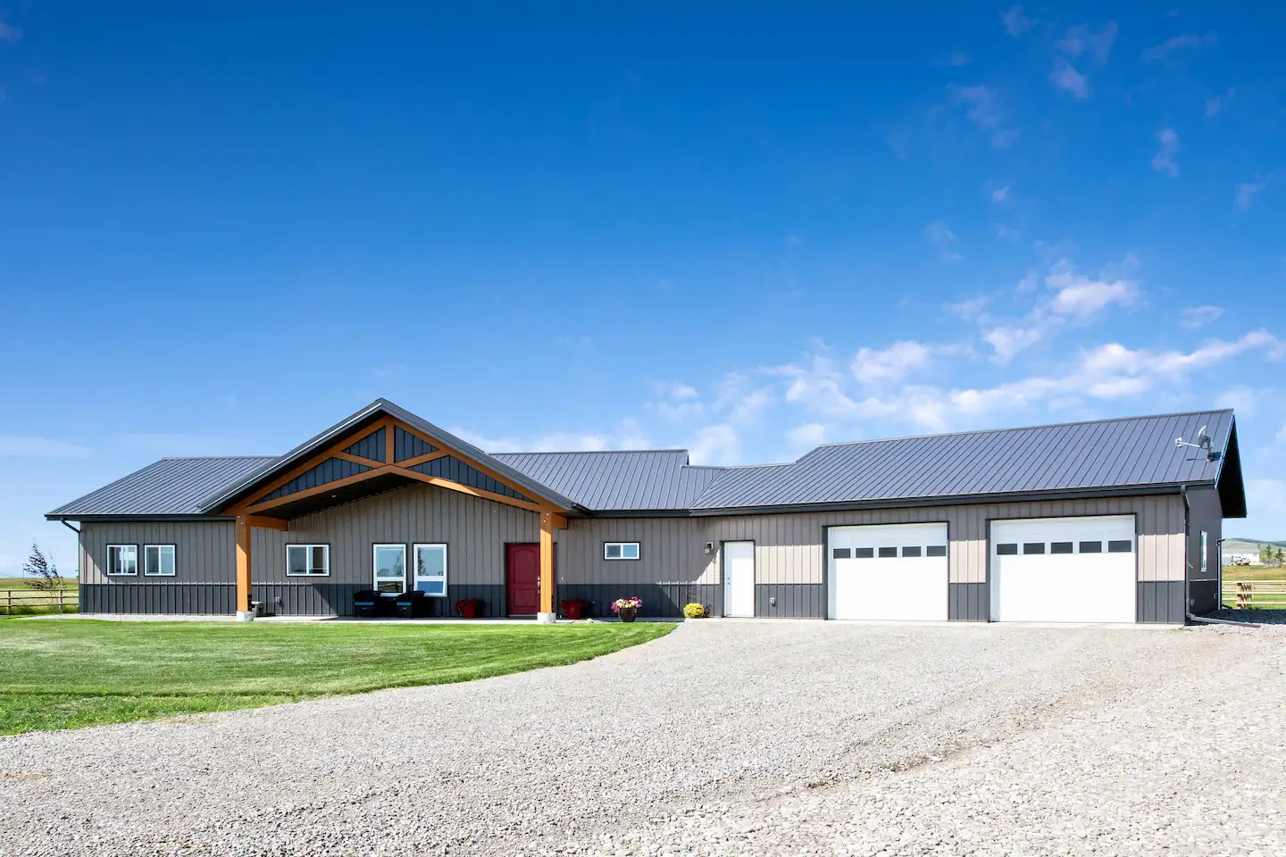 Rustic barndominium with 2 car garage attached