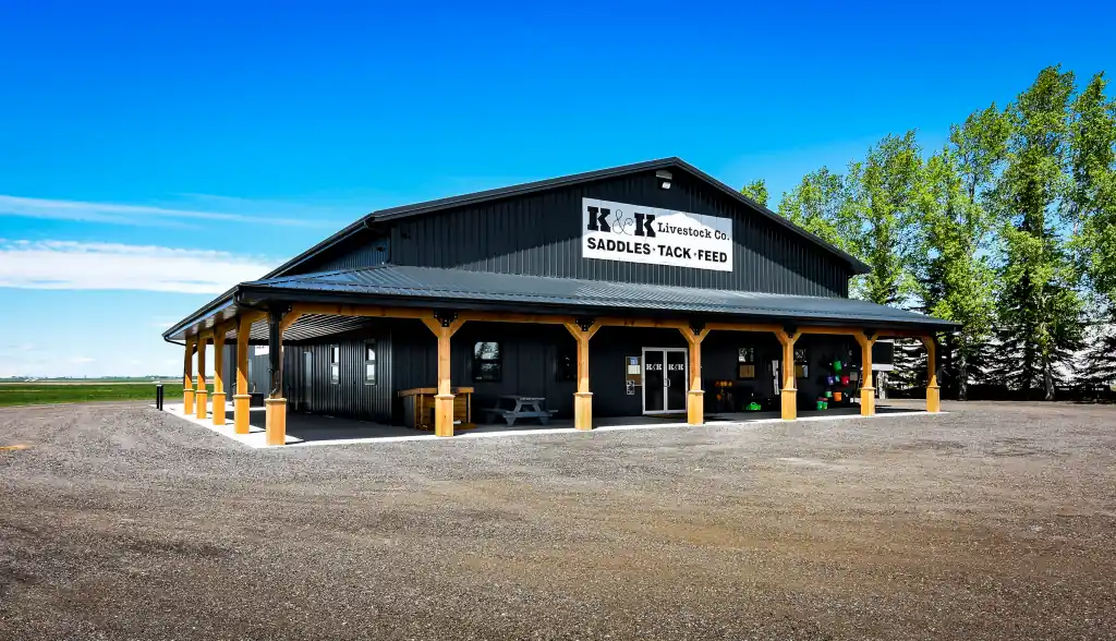 One of two post frame buildings for commercial use on a rural property