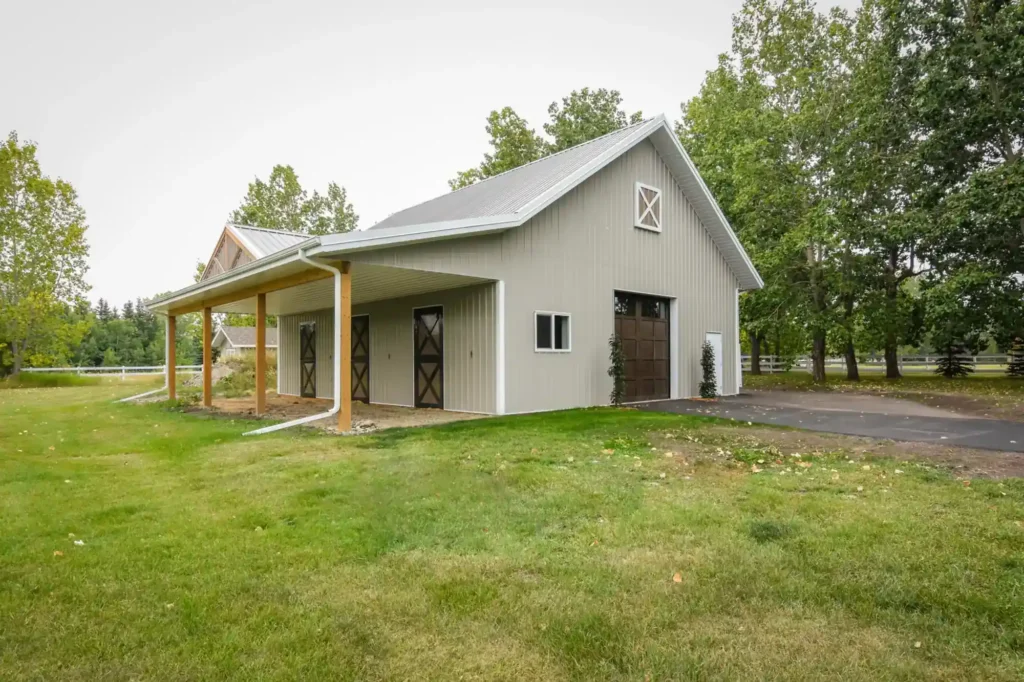 Pole Barn Building For Horses With Stables Inside And Dutch Doors